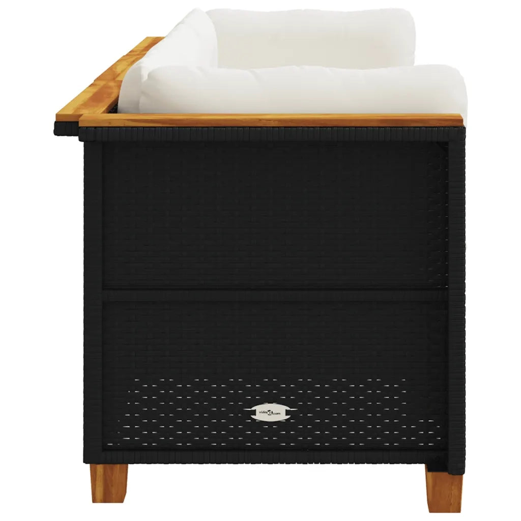 Divano da Giardino a 3 Posti con Cuscini Nero in Polyrattan 365917