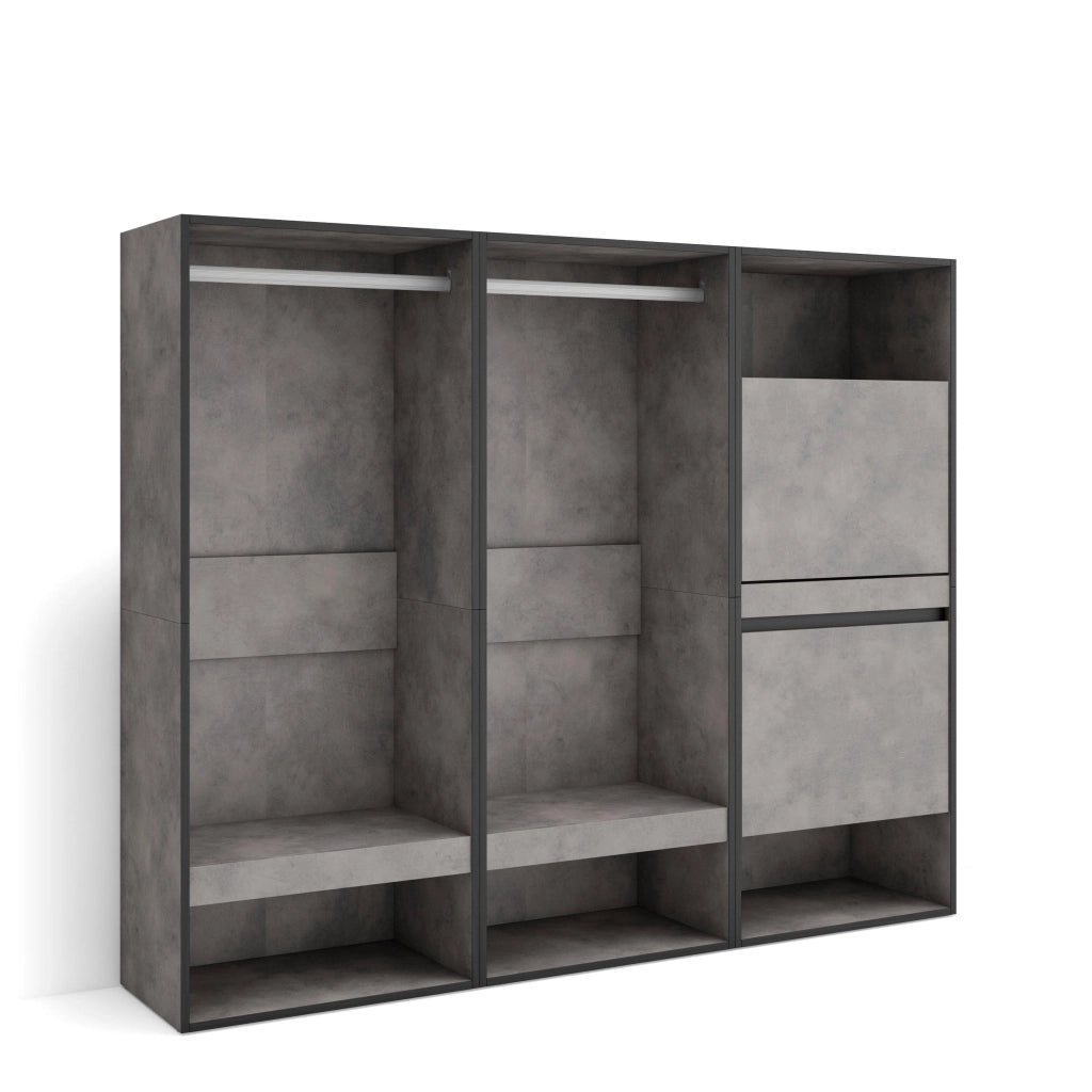 Armadio Aperto, 180x35x145cm, Camera da letto, Scarpiera, grigio cemento RF3492