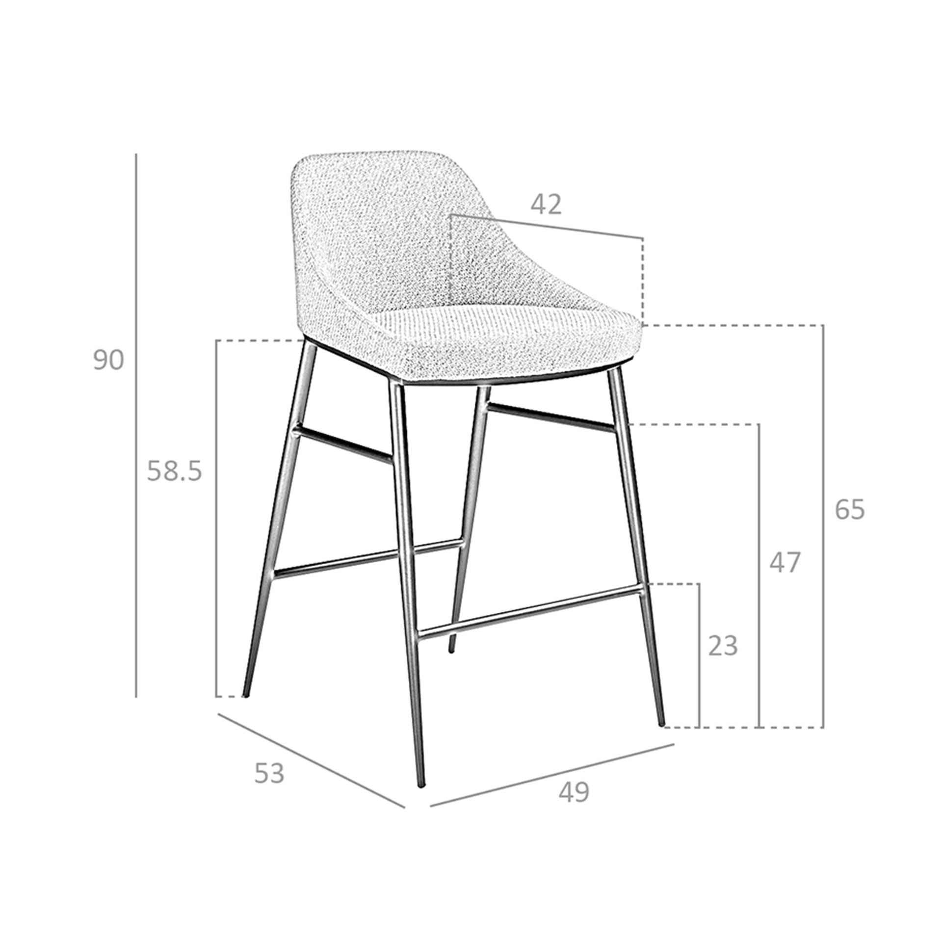 Sgabello in tessuto grigio
