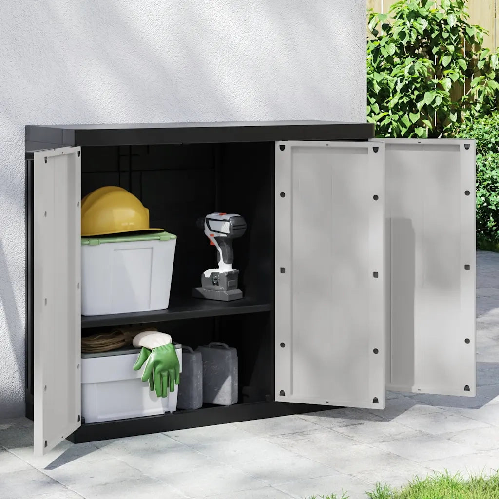 Armadio da Esterno Grigio e Nero 97x37x85 cm in PP 364202