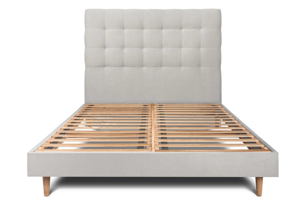 Letto 140x190 cm con testiera imbottita - Tessuto velluto