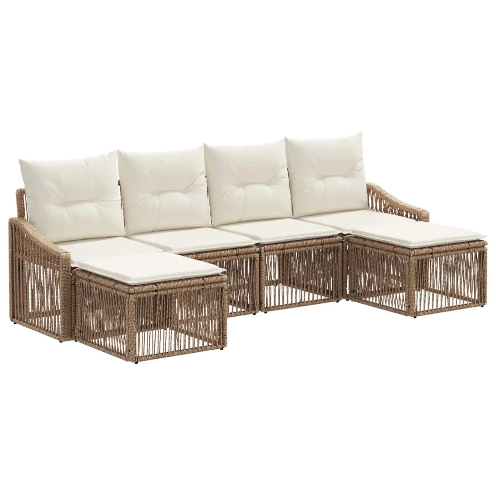 Set Divano da Giardino 6 pcs Beige polyrattan 3436086