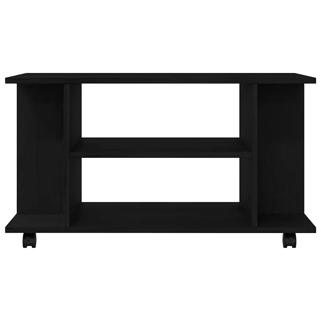 vidaXL Mobile TV Ruote Rovere Nero 80x40x45cm Legno Multistrato