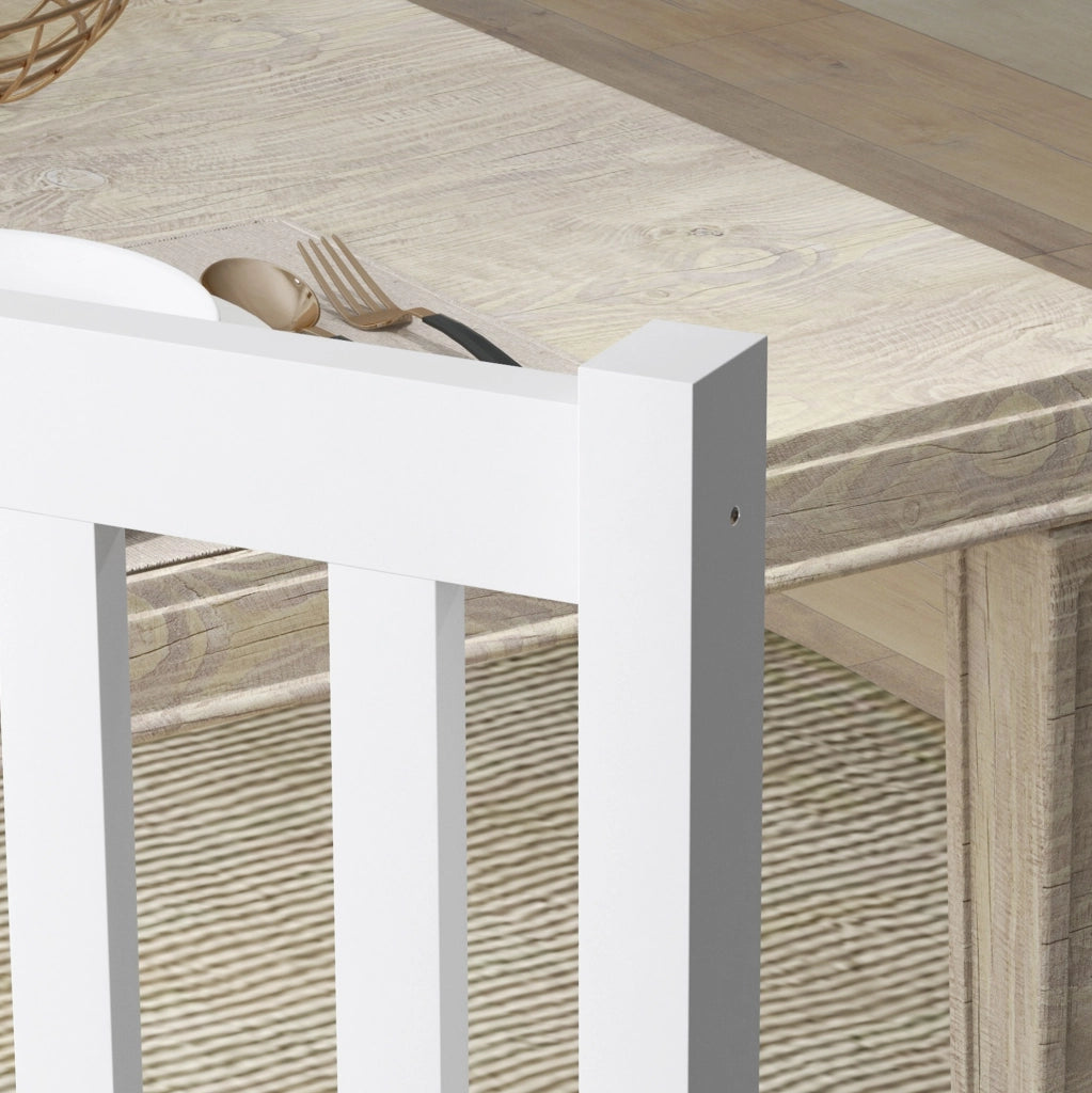 Set di 2 sedie da pranzo 47.5x38.5x99 cm con schienale a listelli in legno bianco