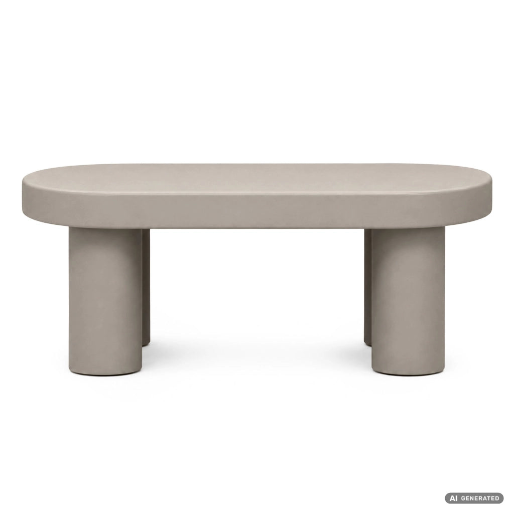 Tavolino da salotto ovale MATE 85 cm grigio con quattro gambe cilindriche