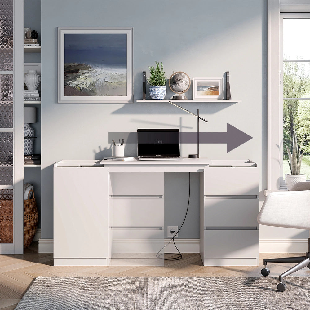 Cassettiera con funzione scrivania Varino Bianco 80 x 75.5 cm estensibile Vicco