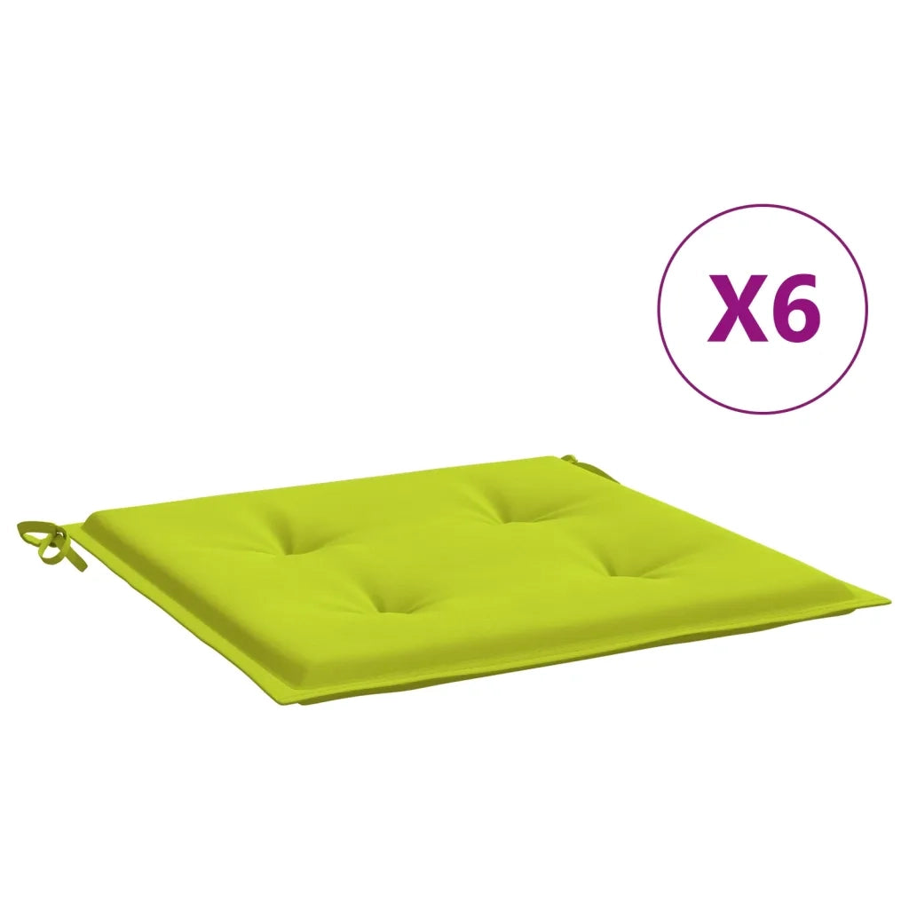 Cuscini per Sedia 6 pz Verde Brillante 50x50x4cm Tessuto Oxford 314064