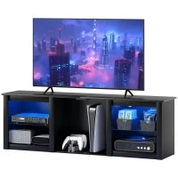 Mobile TV con illuminazione LED per TV fino a 65 pollici, 160 cm con mensole in vetro regolabili, nero