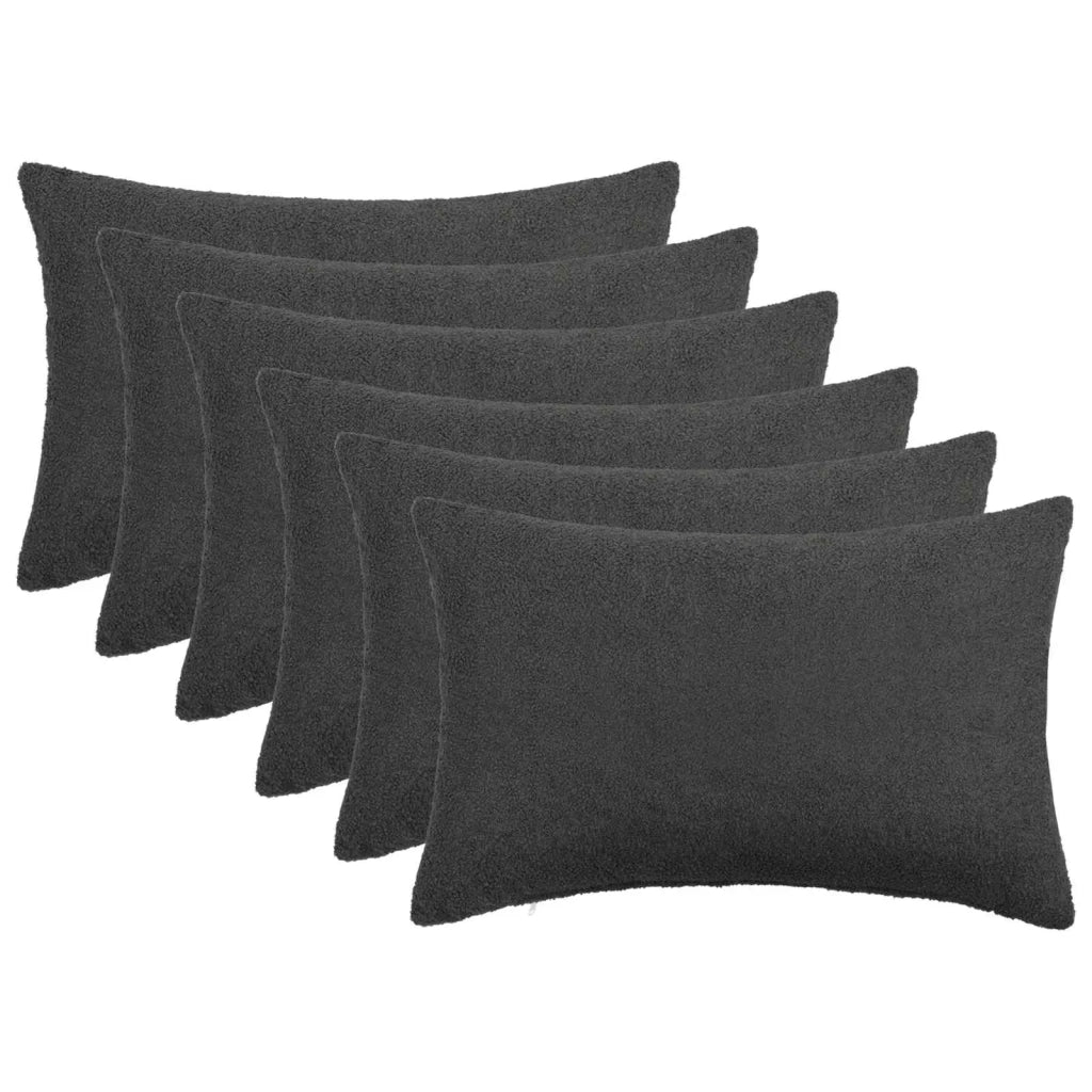 Federa 6 pcs HEERLEN Grigio Scuro 30 x 50 cm Bouclé 907780