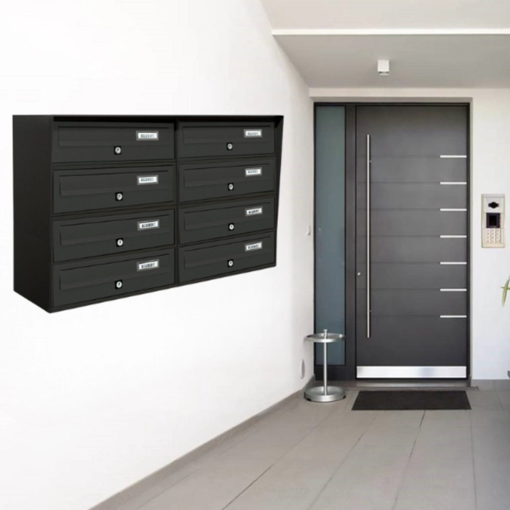 ALUBOX SLIM Cassette Postali Condominiali 8 Posti 50X77,5X30 Cm In Lamiera Zincata E Alluminio Cassetta Postale Da Esterno Condominiale Con Sistema Anti Prelievo