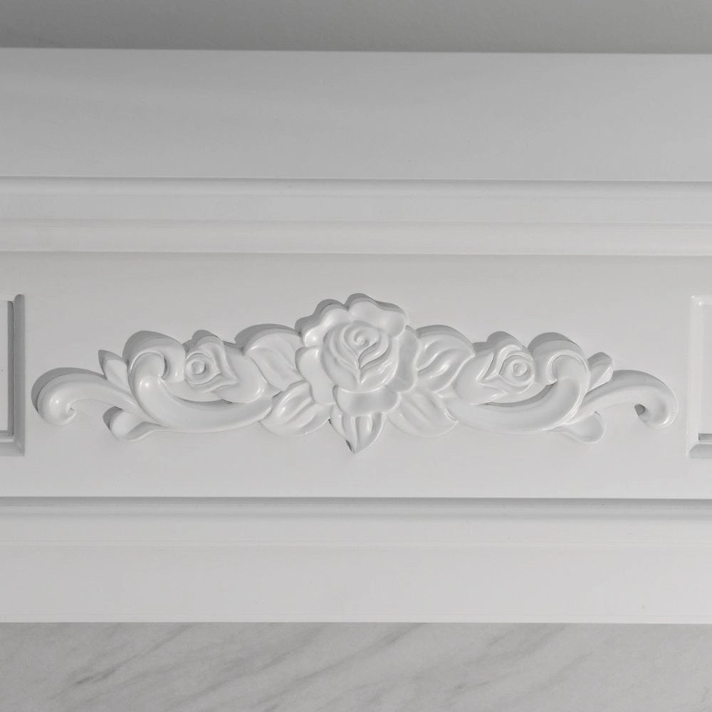 Caminetto Prasco, Camino Elettrico Superficie Riscaldabile 30 m2, 121x38x108h cm Bianco