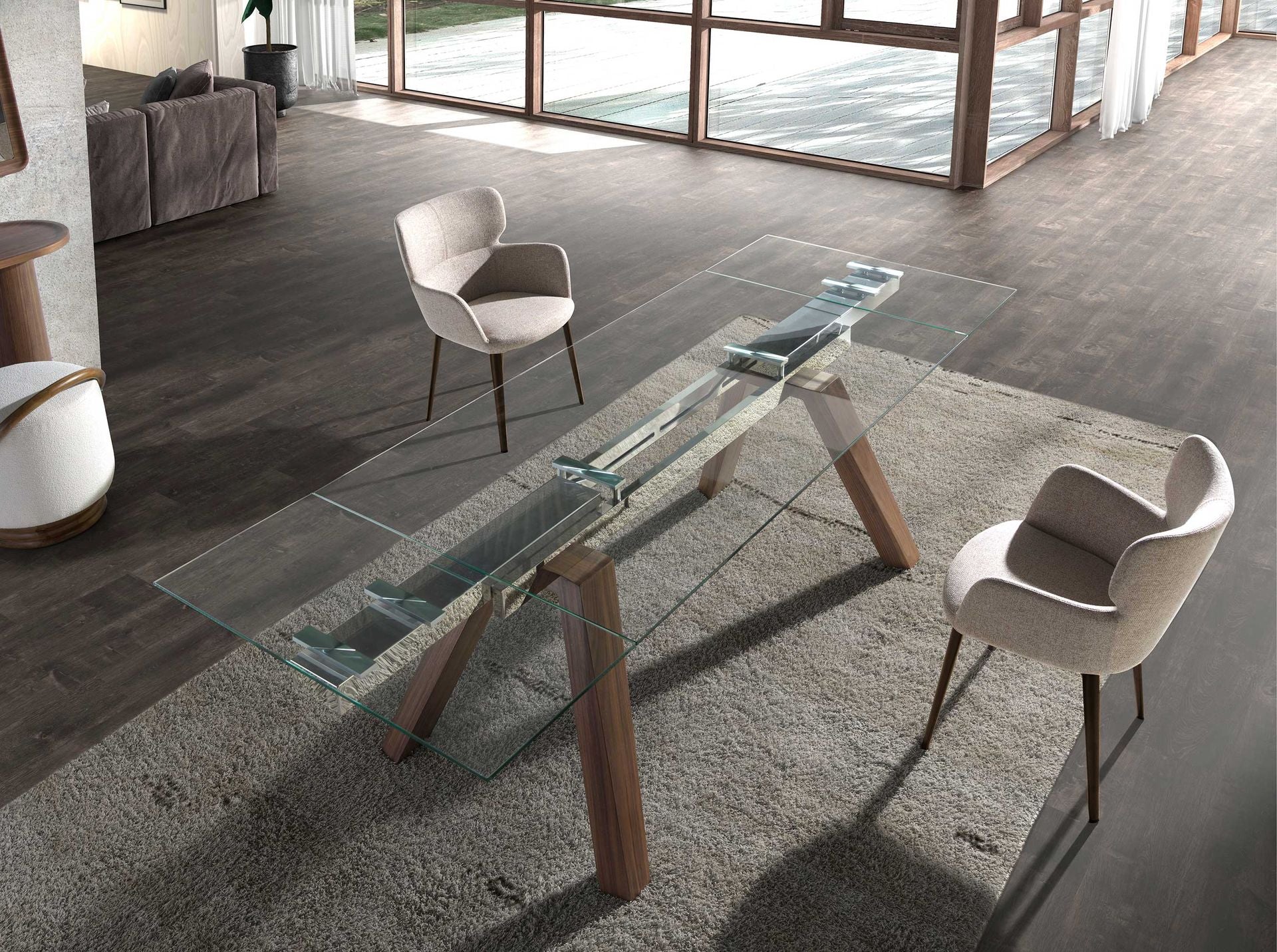 Sedia in tessuto marrone marmorizzato