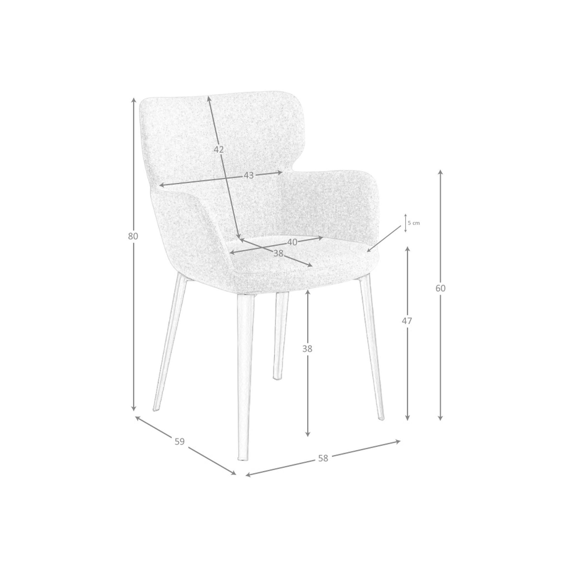 Sedia in tessuto marrone marmorizzato