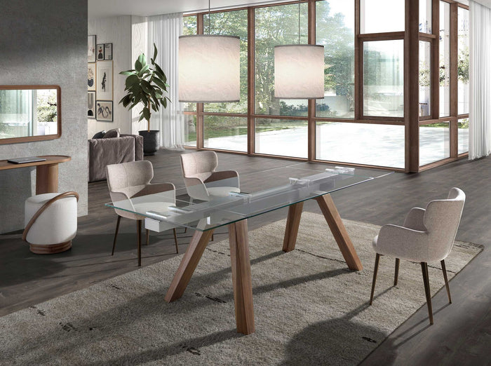 Sedia in tessuto marrone marmorizzato