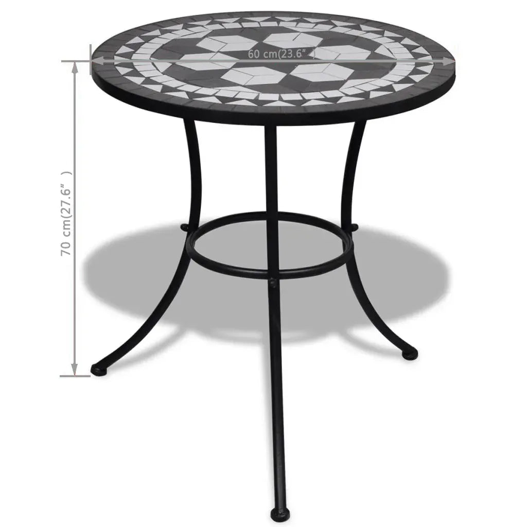 Tavolo da Bistrot Nero e Bianco 60 cm a Mosaico 41532