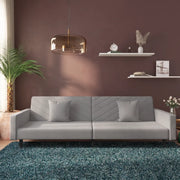 Divano Letto a 2 Posti con 2 Cuscini Grigio Chiaro in Velluto 375918