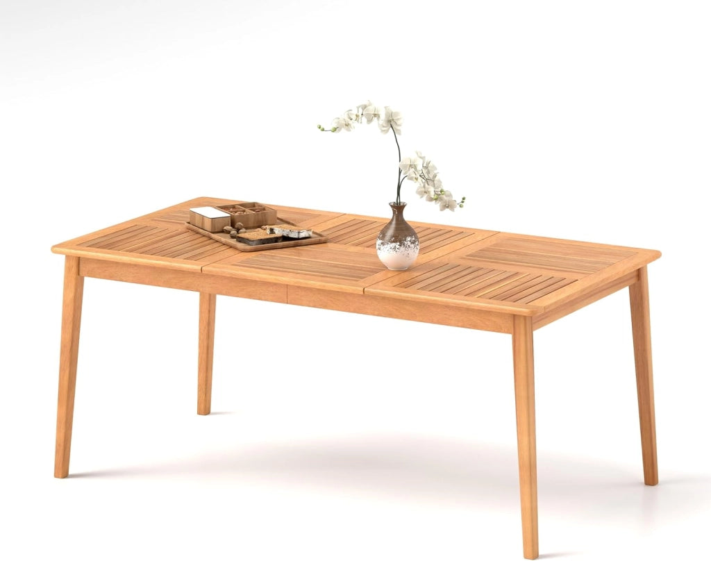 Tavolo in legno per esterni, 100/170/200 cm, tavolo da giardino in legno di acacia con foro di 5 cm, per cortile, veranda e giardino, resistente alle intemperie (100 x 100 cm)