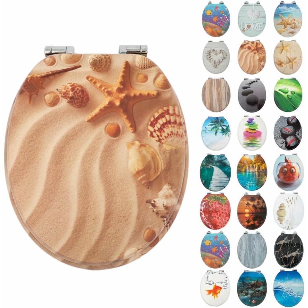 Sedile wc con abbassamento automatico, chiusura rapida, in mdf r