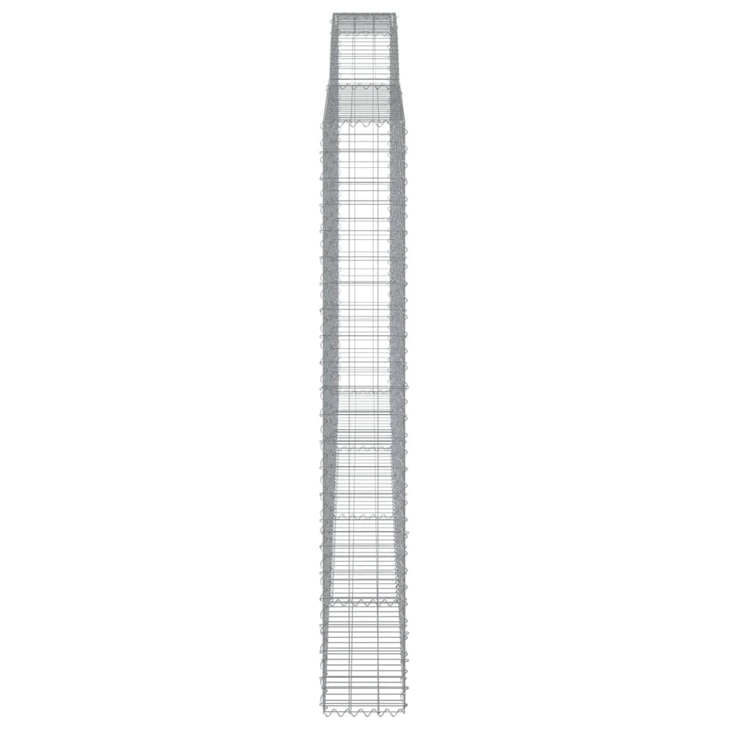 Cesto gabbione recinzione a gabbia muro di contenimento ad arco 400 x 30 x 220/240 cm ferro zincato argento 02_0040077