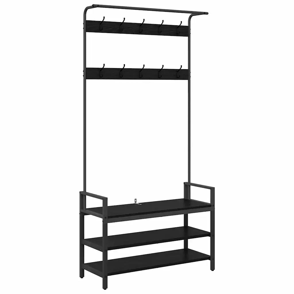 Appendiabiti Rovere Nero 95 x 34 x 184 cm Legno multistrato CFW5405720