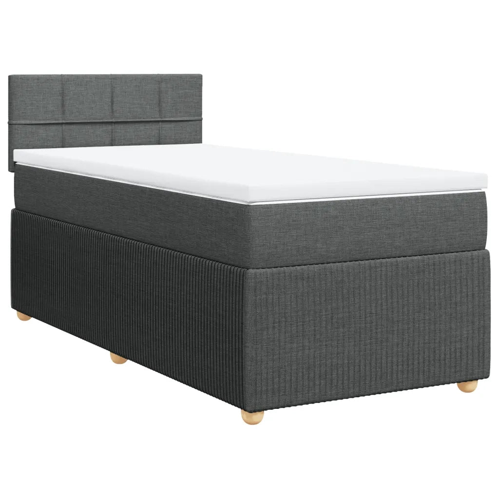 Giroletto a Molle con Materasso Grigio Scuro 80x200 cm Tessuto