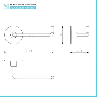 Set accessori a muro 5 pezzi in acciaio cromato e viti incluse  Idea