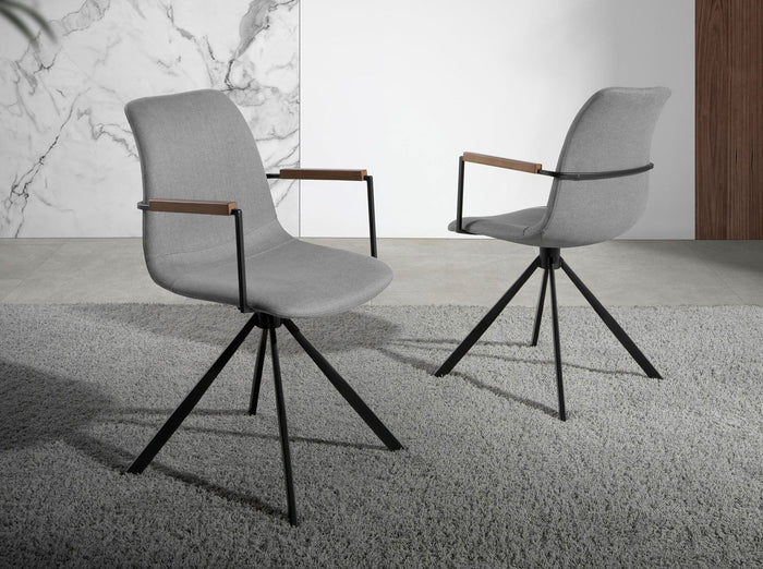Sedia girevole in tessuto grigio scuro