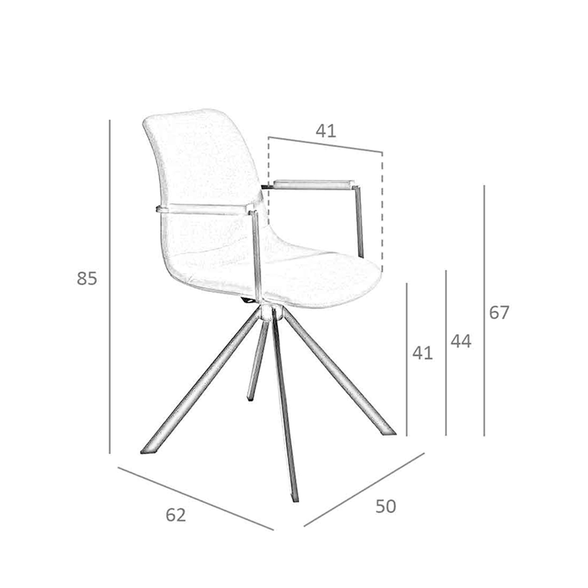 Sedia girevole in tessuto grigio scuro