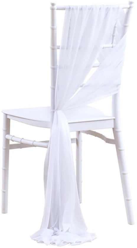 Set di 10 pezzi di decorazione per sedie in chiffon - Stoeldecoratie - Dimensioni 20 cm x 250 cm - Polyester - Decorazione per matrimonio/cerimonia