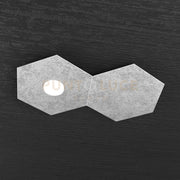 HEXAGON APPLIQUE-PLAFONIERA 1 LUCE + 1 DECORATIVO FOGLIA ARGENTO 1142-1L1D-FA