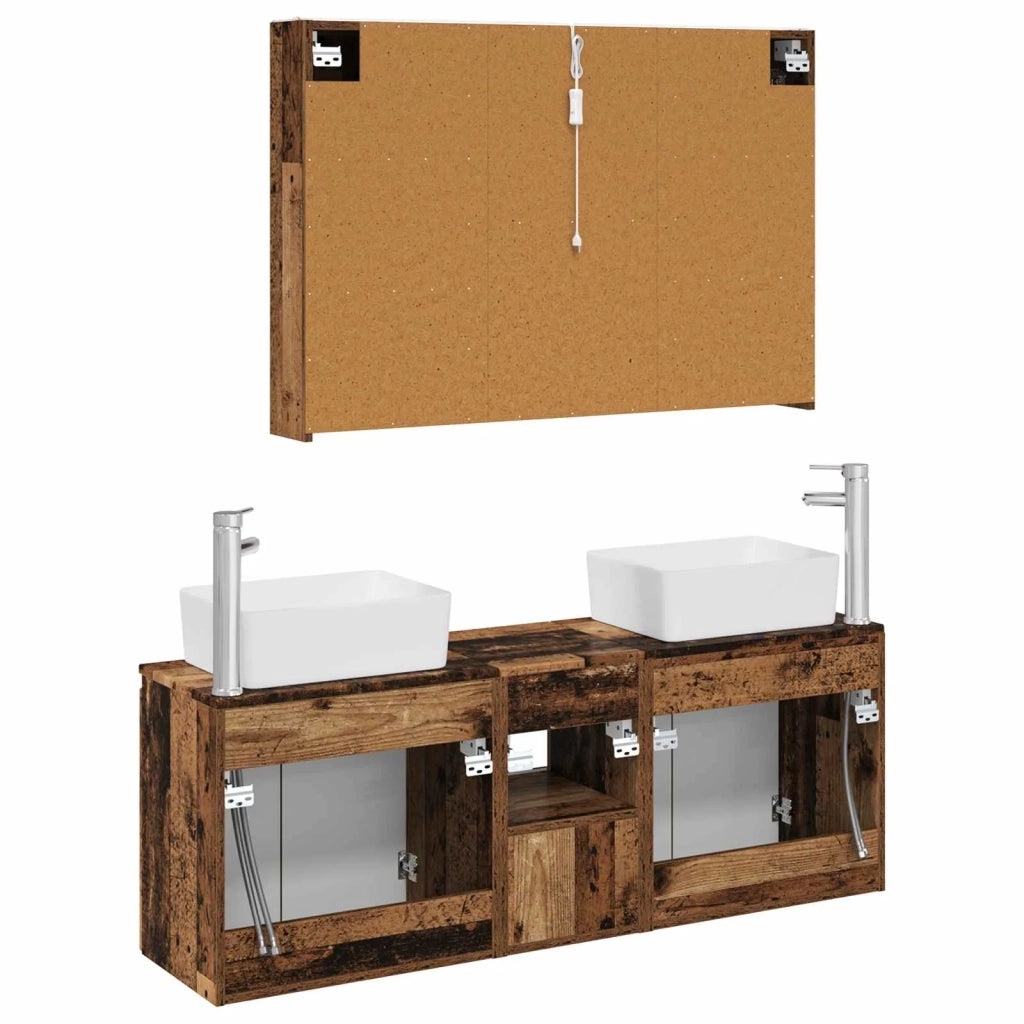 Set di Armadi da Bagno 4 pcs Legno antico Legno ingegnerizzato 3406429