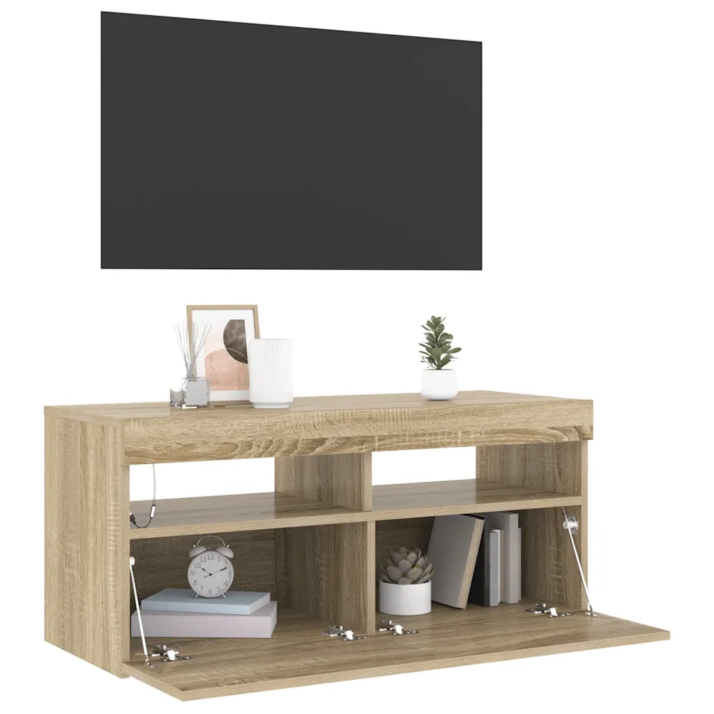Mobile Porta TV con Luci LED Rovere Sonoma 90x35x40 cm cod mxl 7723
