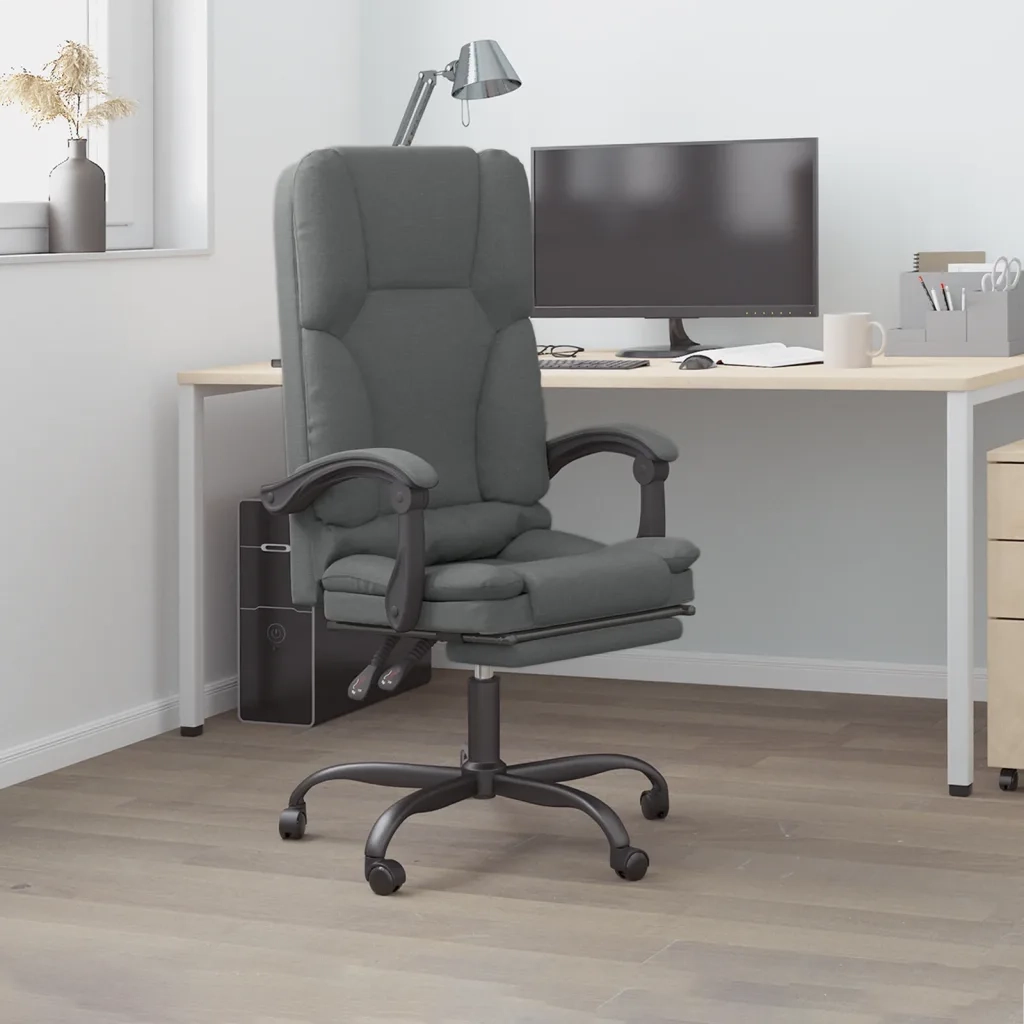 Sedia da Ufficio Massaggio Reclinabile Grigio Scuro in Tessuto cod mxl 15326