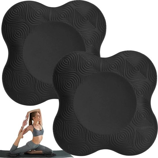 2 paia di protezioni ginocchiali per tappetino yoga, 20 x 20 cm, cuscino ginocchiere, yoga, antiscivolo, cuscino ginocchiere, gomma tecnica, protezioni ginocchiali per ginocchia, polsi, cavi, resistenti agli urti, protettivi per le ginocchia, nero