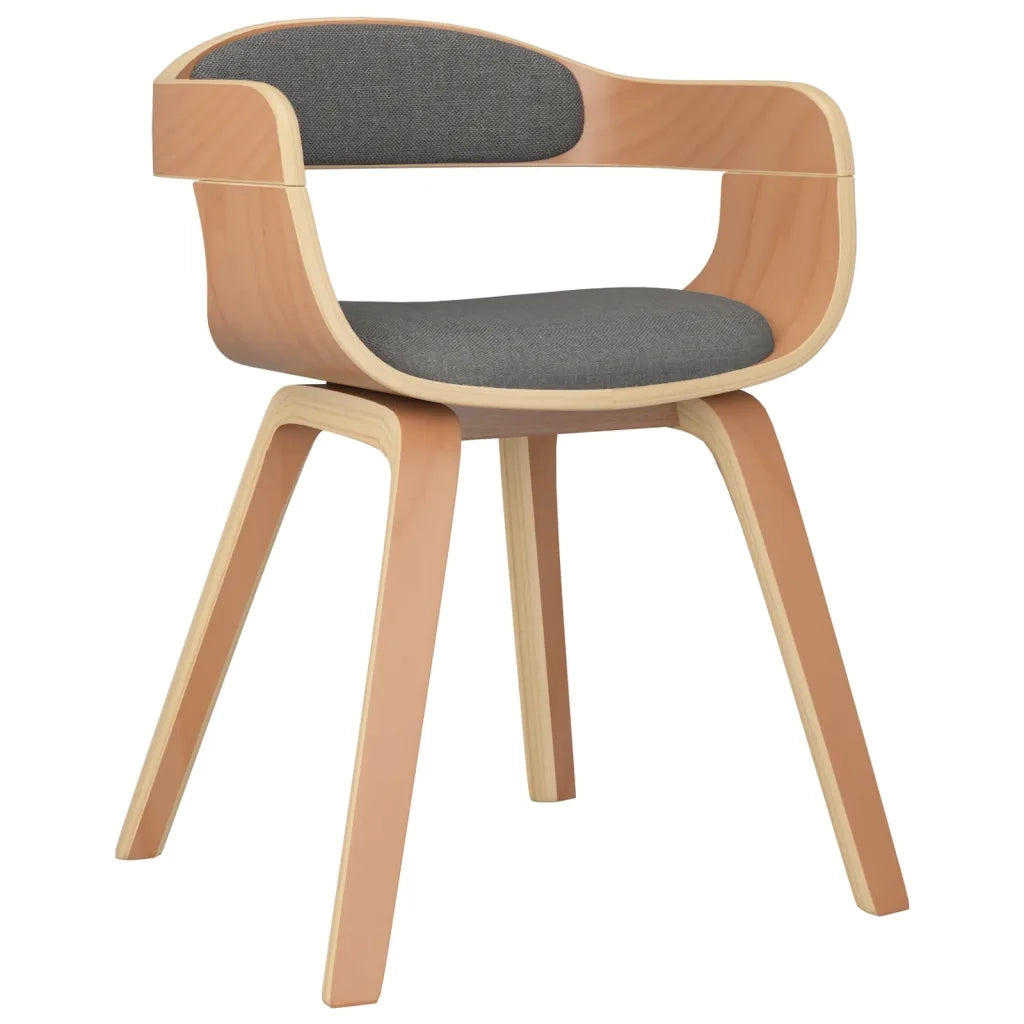 Sedia da Pranzo Grigio Chiaro in Legno Curvato e Tessuto 3092375