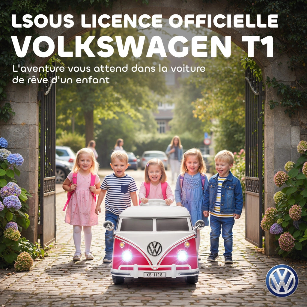Auto elettrica bambini Volkswagen T1 12V ¨C Xylo ¨C Rosso 89x49x41,5cm