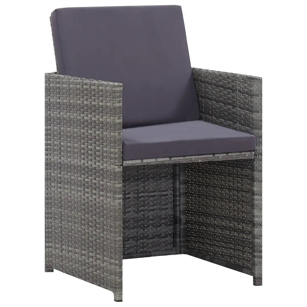Set da Pranzo da Giardino 9 pz e Cuscini Polyrattan Antracite 46377