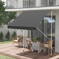 Tenda da Sole da Esterno 2x1.5m a Rullo con Manovella, Altezza e Angolazione Regolabile, Grigio