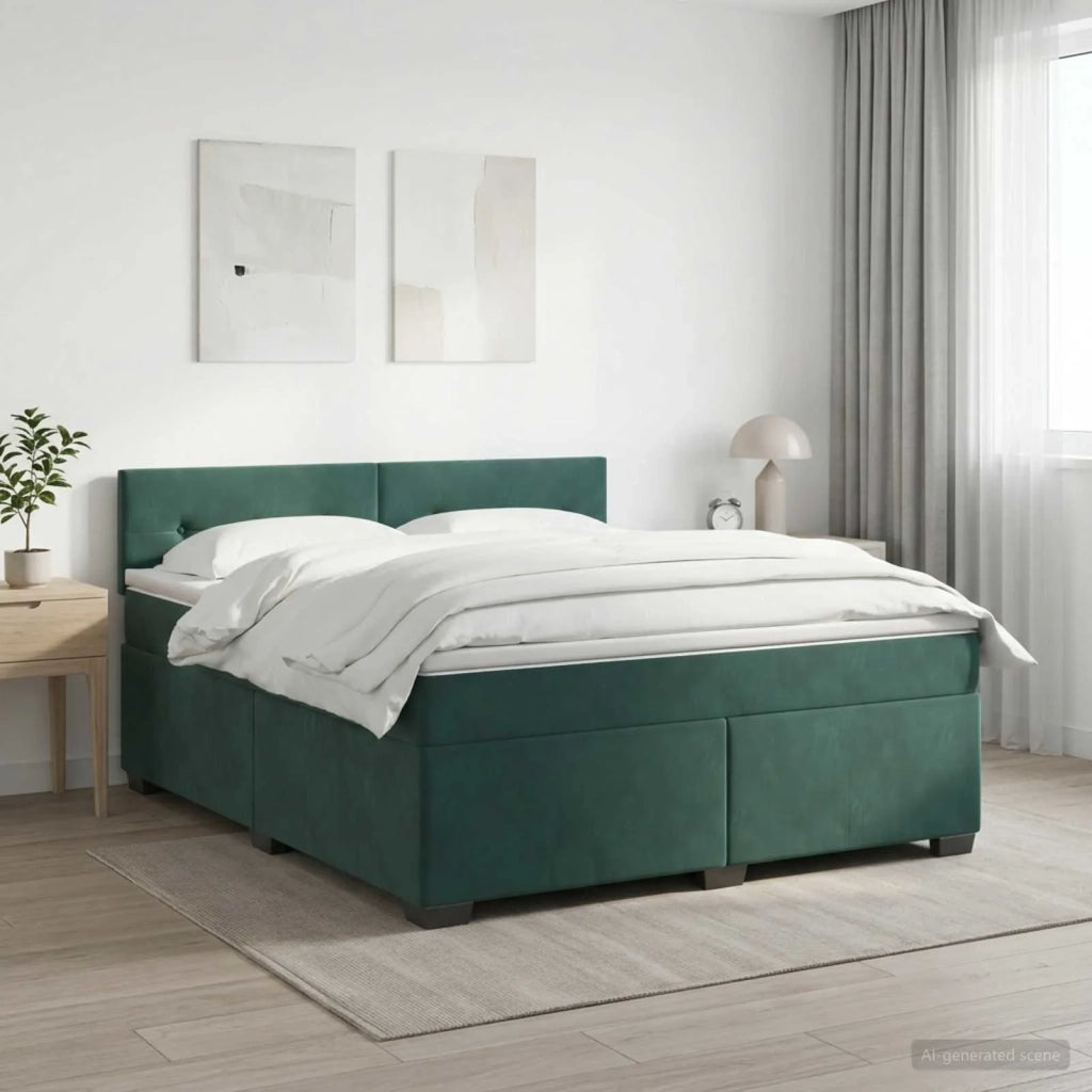 Letto box spring con materasso Verde Scuro 140 x 200 cm Velluto 3450731