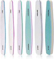6 pezzi di file unghie professionale a doppia faccia con lamina emery per manicure e acrylic gel con grana lavabile a doppia faccia