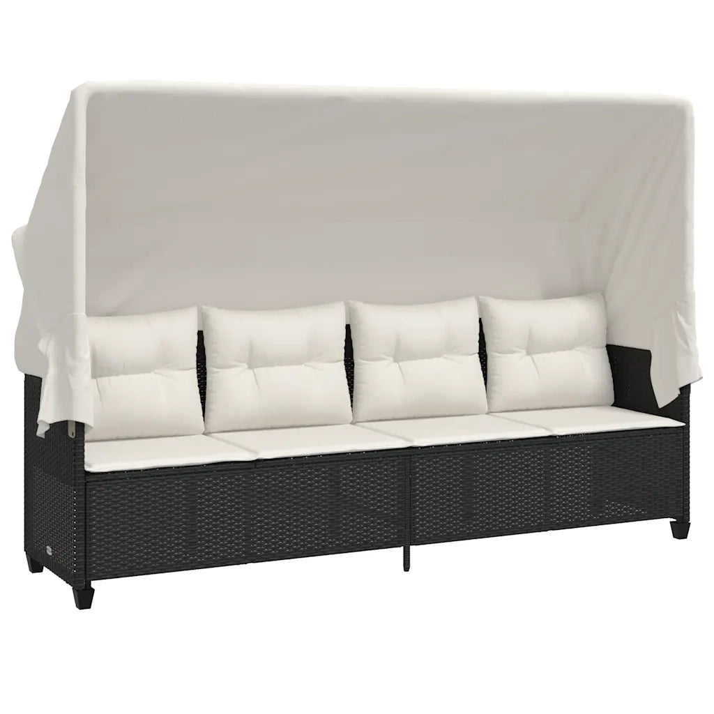 Set Divani da Giardino 5 pz con Cuscini in Polyrattan Nero 3261539