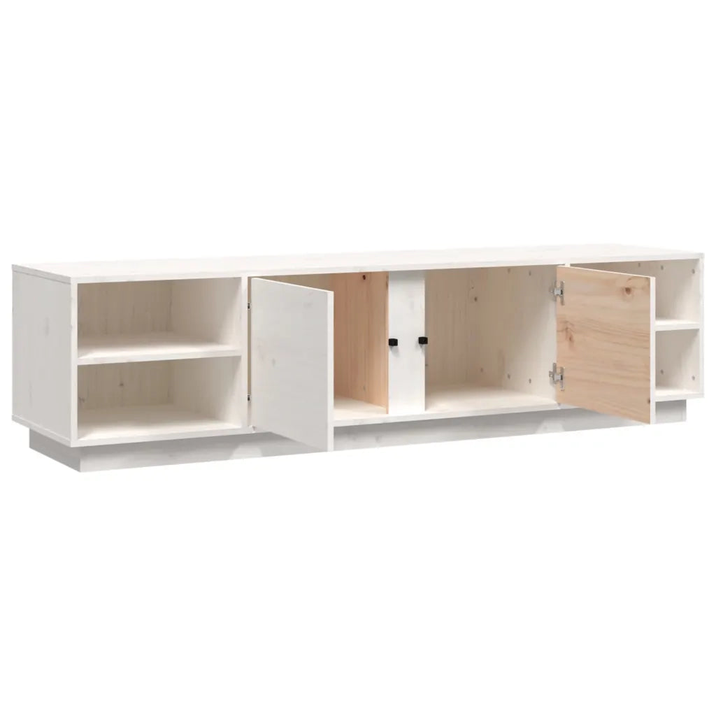 Mobile Porta TV Bianco 156x40x40 cm in Legno Massello di Pino 814455