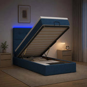 Letto Ottomano con Materasso e LED Blu 80 x 200 cm Tessuto 3458033