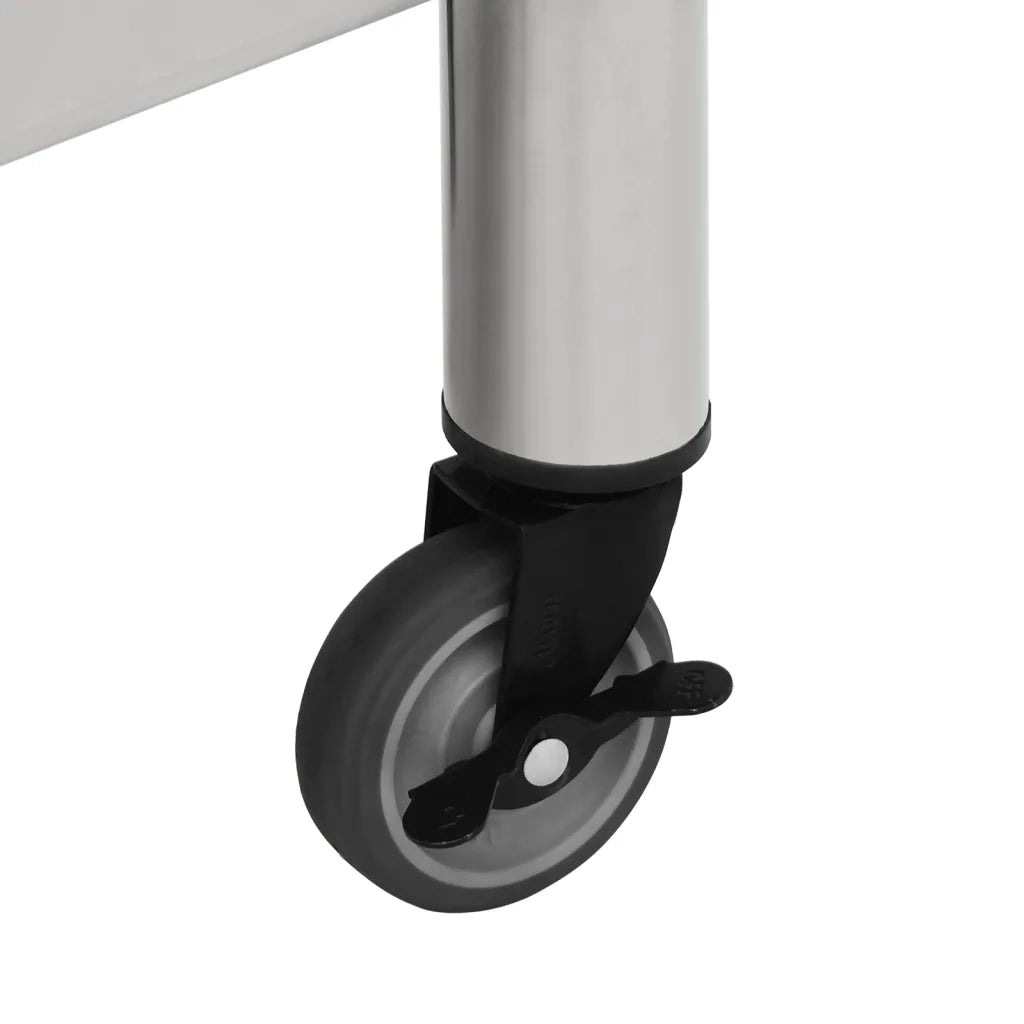 Tavolo da Lavoro Cucina con Ruote 80x45x85 cm in Acciaio Inox CFW6970618