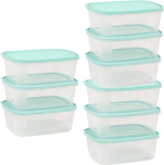 Contenitore di conservazione a tenuta d'aria 2000ml (2 litri) per alimenti - contenitori per la preparazione dei pasti - impermeabile - resistente al magnetron, congelatore e lavastoviglie - riproducibile - pacchetto da 9 contenitori per congelatore.
