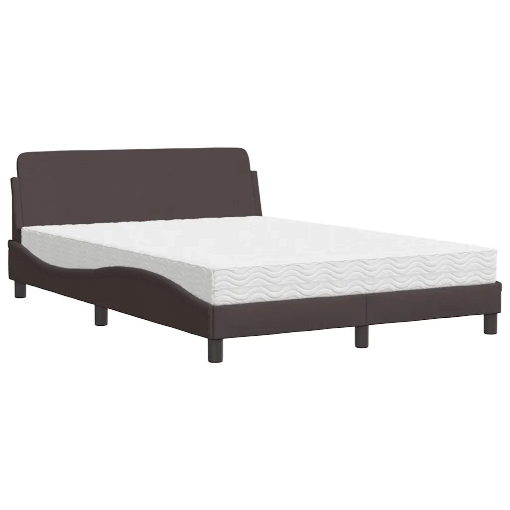 Letto con Materasso Dover Marrone Scuro 140x200cm Tessuto 3208407