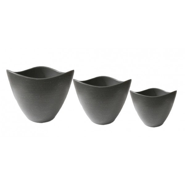 Caspo' vasi in ceramica malaga antracite 3 pezzi 17 - 22 - 28 cm beta