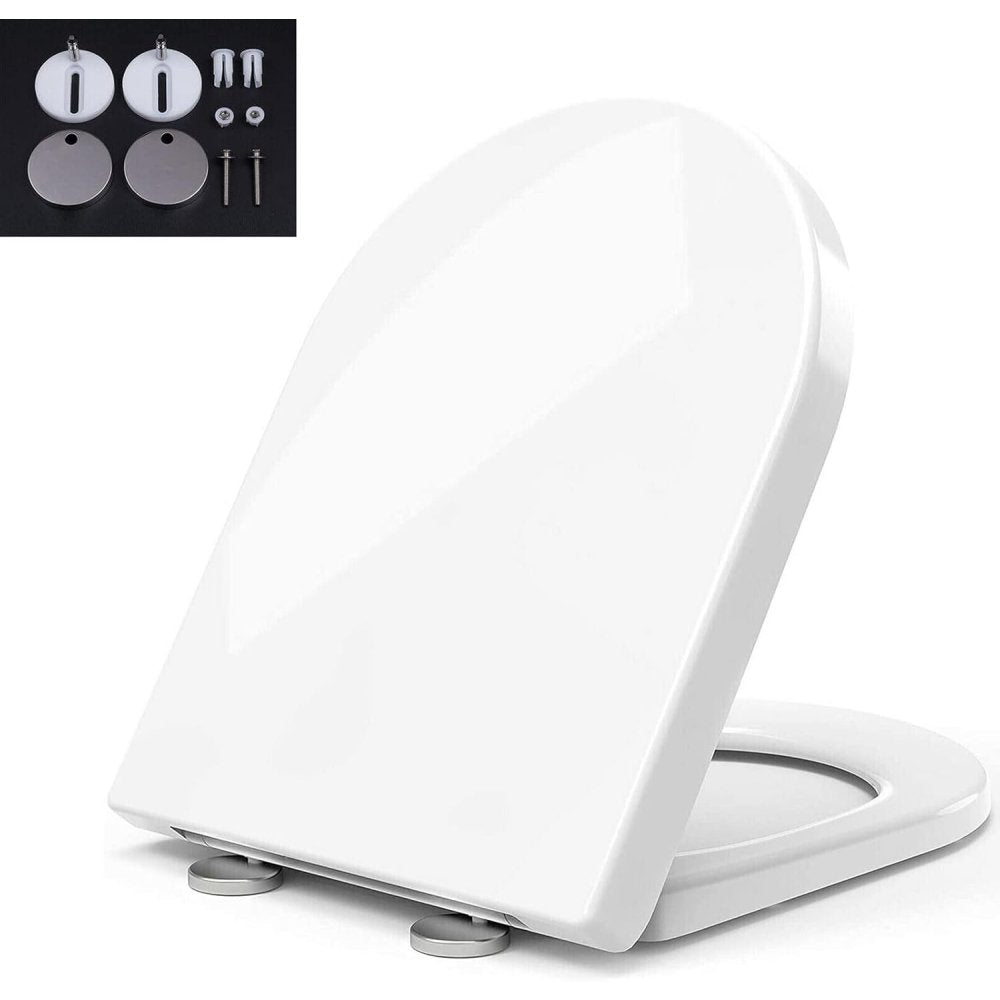 Copriwater a forma di d, sedile wc con abbassamento automatico,