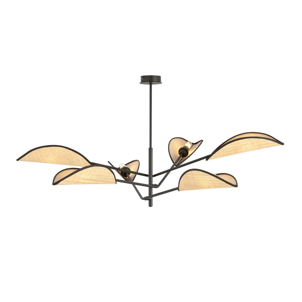 Lampadario Emibig VENE 6 6xE14 nero rattan dimmerabile