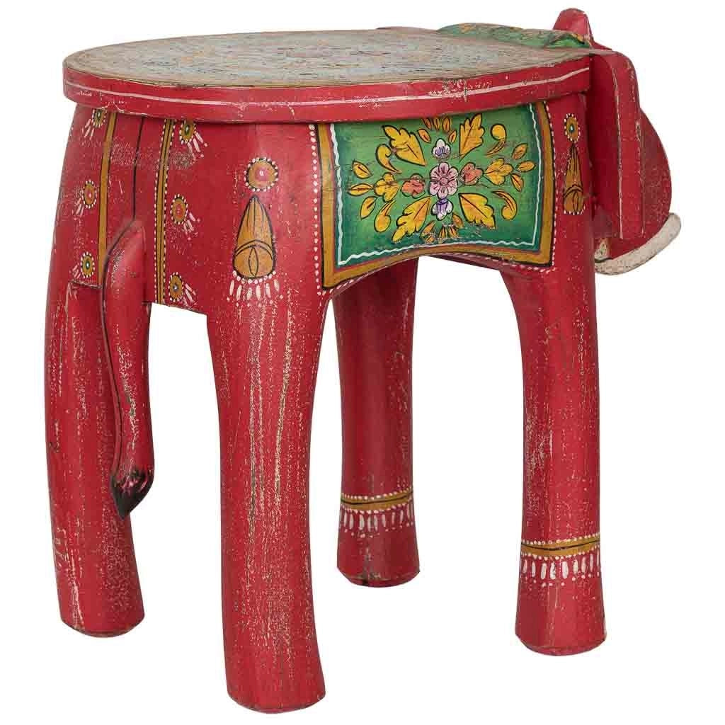 Sgabello in legno a forma di elefante multicolore 50x35x46 cm